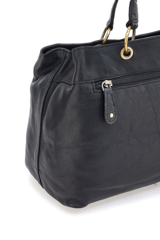 Borsa a mano nera in vera pelle con zip posteriore Basile BA3672DX