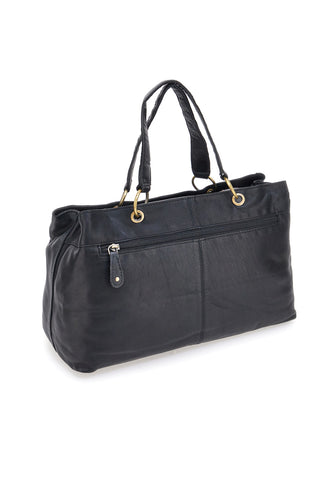 Borsa a mano nera in vera pelle con zip posteriore Basile BA3672DX