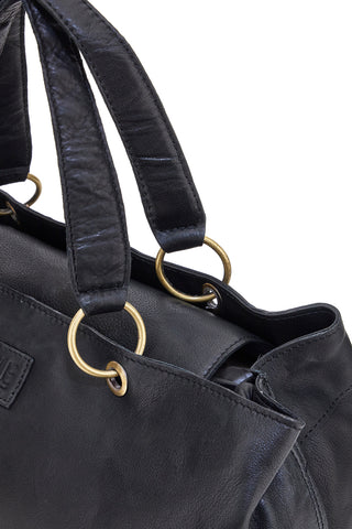 Borsa a mano nera in vera pelle con zip posteriore Basile BA3672DX