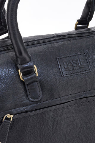 Basile BA3674DX Schwarze Handtasche aus echtem Leder mit Schulterriemen