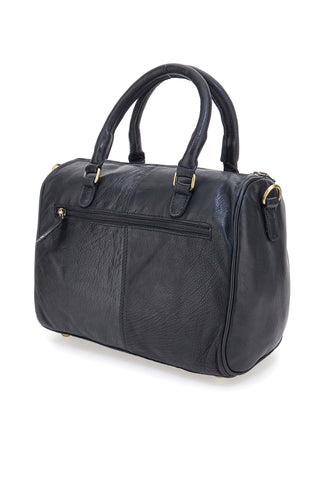 Basile BA3674DX Schwarze Handtasche aus echtem Leder mit Schulterriemen