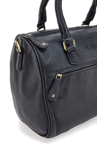 Basile BA3674DX Schwarze Handtasche aus echtem Leder mit Schulterriemen