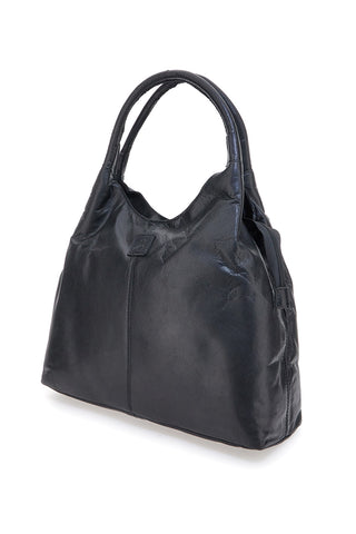 Basile CLASS BA3671TI Schwarze Handtasche aus echtem Leder mit zwei Henkeln