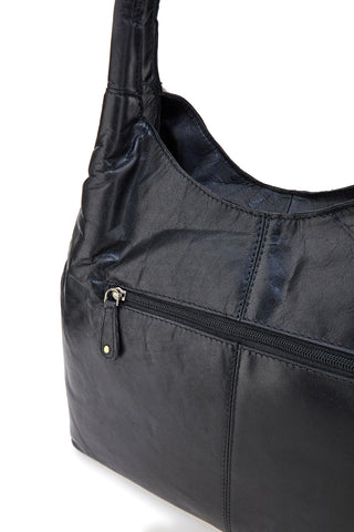 Basile CLASS BA3671TI Schwarze Handtasche aus echtem Leder mit zwei Henkeln