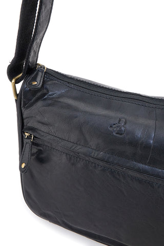 Basile CLASS BA3544TI Schwarze Reißverschlusstasche aus echtem Leder