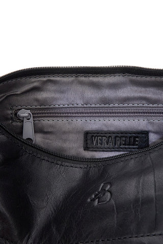 Basile CLASS BA3544TI Schwarze Reißverschlusstasche aus echtem Leder