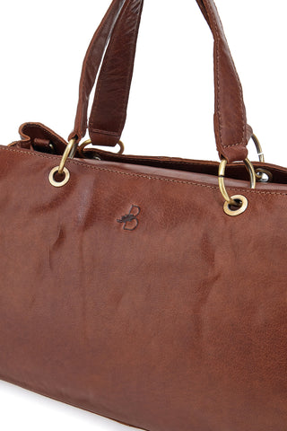 Basile BA3672TI Braune Ledertasche mit verstellbarem Schulterriemen