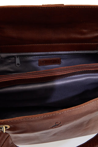 Basile BA3672TI Braune Ledertasche mit verstellbarem Schulterriemen