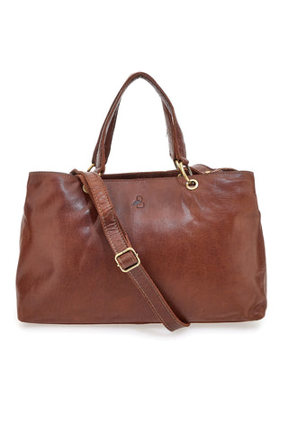 Basile BA3672TI Braune Ledertasche mit verstellbarem Schulterriemen