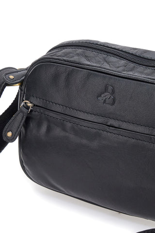 Borsa a tracolla nera compatta con zip Basile BA3543TI