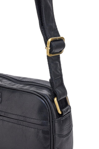 Borsa a tracolla nera compatta con zip Basile BA3543TI