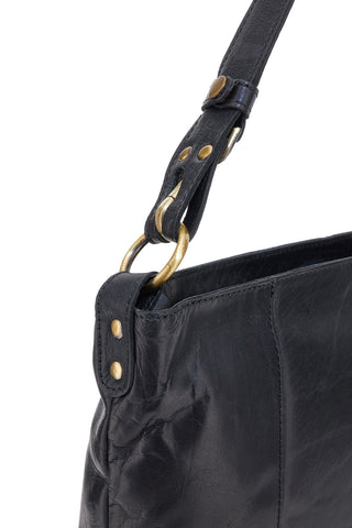 Borsa a spalla nera in vera pelle artigianale con zip Basile BA3665TI