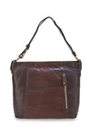 Borsa a spalla marrone cognac in vera pelle artigianale con zip Basile BA3665TI