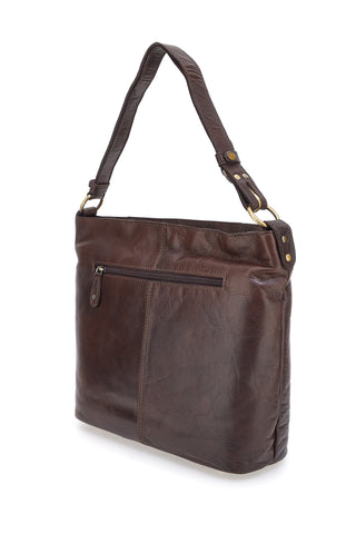 Borsa a spalla marrone cognac in vera pelle artigianale con zip Basile BA3665TI