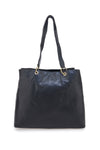 Borsa shopper nera in vera pelle con doppi manici Basile CLASS BA3669TI
