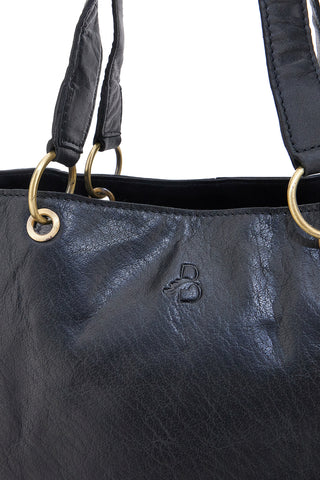 Borsa shopper nera in vera pelle con doppi manici Basile CLASS BA3669TI