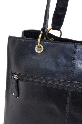 Borsa shopper nera in vera pelle con doppi manici Basile CLASS BA3669TI