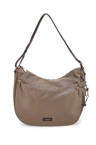 Borsa taupe con charm orsetto e zip dorate Naj-Oleari 61329/BOBA13