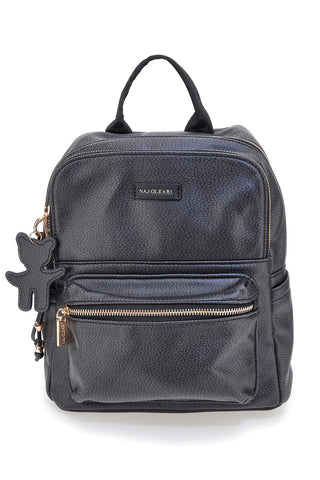 Naj-Oleari COB 62050/BOBA13 Schwarzer Rucksack mit Teddybär-Schlüsselanhänger