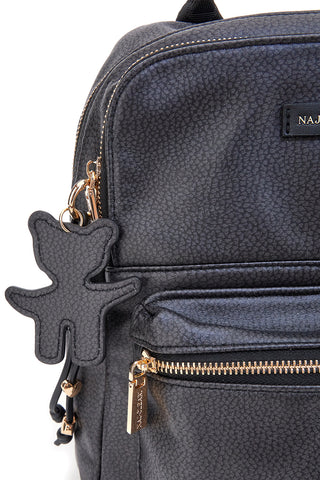 Naj-Oleari COB 62050/BOBA13 Schwarzer Rucksack mit Teddybär-Schlüsselanhänger