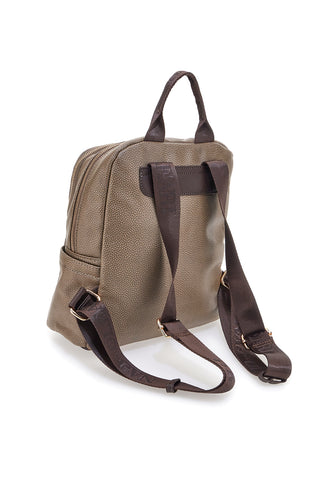 Taupefarbener Rucksack mit Teddybär-Anhänger und verstellbaren Schultergurten Naj-Oleari 61801/BOBA13