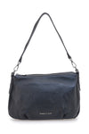 Schwarze Echtledertasche mit kurzem Henkel und abnehmbarem Schulterriemen, First Lady SL 58809