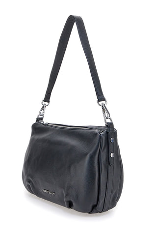 Schwarze Echtledertasche mit kurzem Henkel und abnehmbarem Schulterriemen, First Lady SL 58809