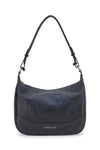 Schwarze Echtledertasche mit Schulterriemen, First Lady SL 68822