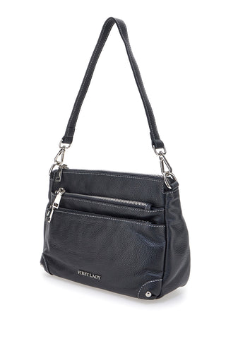 Schwarze Tasche mit kurzem Henkel und Schulterriemen, inklusive First Lady SL 18852