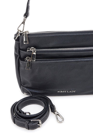 Schwarze Tasche mit kurzem Henkel und Schulterriemen, inklusive First Lady SL 18852