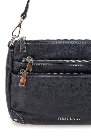 Schwarze Tasche mit kurzem Henkel und Schulterriemen, inklusive First Lady SL 18852