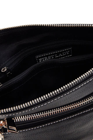 Schwarze Tasche mit kurzem Henkel und Schulterriemen, inklusive First Lady SL 18852