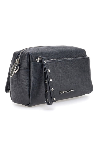 Borsa nera in vera pelle con tracolla e tasche interne First Lady SL 99138