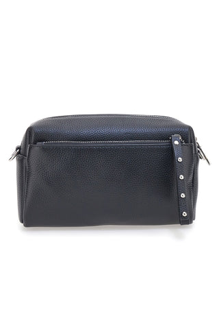 Borsa nera in vera pelle con tracolla e tasche interne First Lady SL 99138
