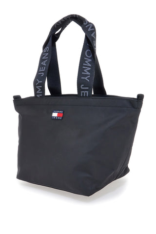 Borsa shopper mini nera in tessuto con manici logati Tommy Jeans Daily Mini Tote