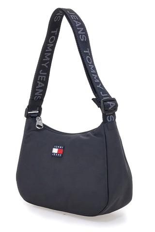 Borsa a spalla nera in tessuto con logo Tommy Jeans Shoulder Bag