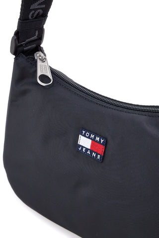 Borsa a spalla nera in tessuto con logo Tommy Jeans Shoulder Bag
