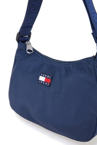 Borsa a spalla blu in tessuto con logo Tommy Jeans Shoulder Bag