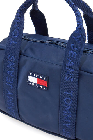 Borsa a mano blu con tracolla logata Tommy Daily Crossover