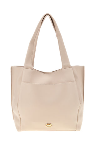 Borsa beige con patta e manici Prima riga BAGPITT002-B