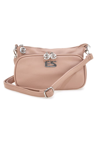 Borsa a tracolla rosa cipria con doppia zip Emma Spagnesi PU1804