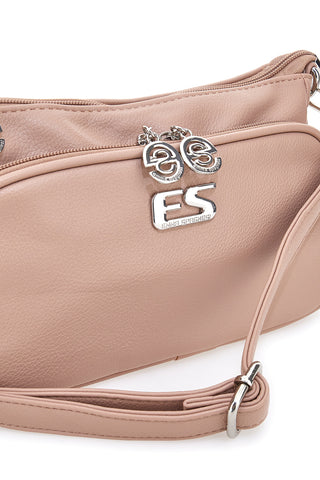 Puderrosa Umhängetasche mit Doppelreißverschluss Emma Spagnesi PU1804