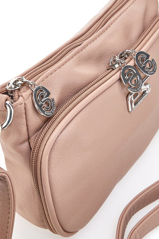 Puderrosa Umhängetasche mit Doppelreißverschluss Emma Spagnesi PU1804