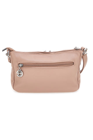 Puderrosa Umhängetasche mit Doppelreißverschluss Emma Spagnesi PU1804