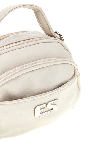 Beige Handtasche mit Schulterriemen und mehreren Reißverschlüssen Emma spagnesi PU1808