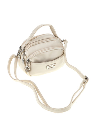 Beige Handtasche mit Schulterriemen und mehreren Reißverschlüssen Emma spagnesi PU1808