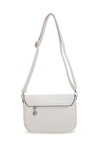 Beige Umhängetasche mit Überschlag und Magnetverschluss Emma spagnesi PU1096