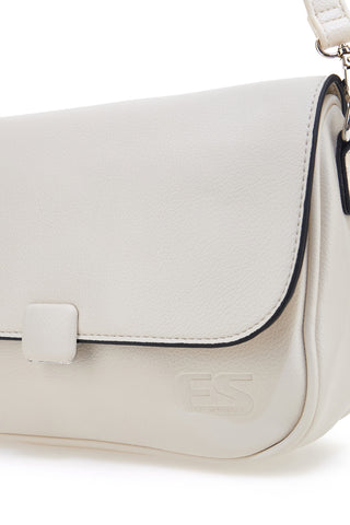 Beige Umhängetasche mit Überschlag und Magnetverschluss Emma spagnesi PU1096