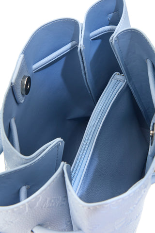 Hellblaue Eimertasche mit Schulterriemen und Clutch Me & me L2526