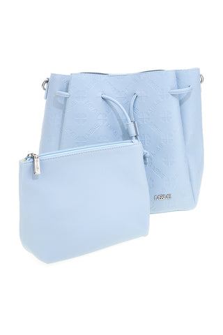 Hellblaue Eimertasche mit Schulterriemen und Clutch Me & me L2526